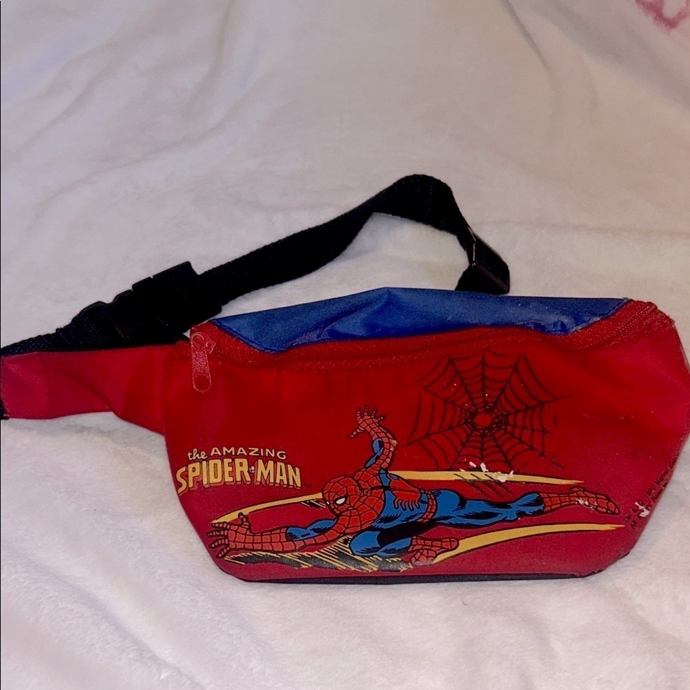 1990 Marvel Vintage Spider-Man Red and Blue Waist fanny Bag pouch - Picture 11 of 11